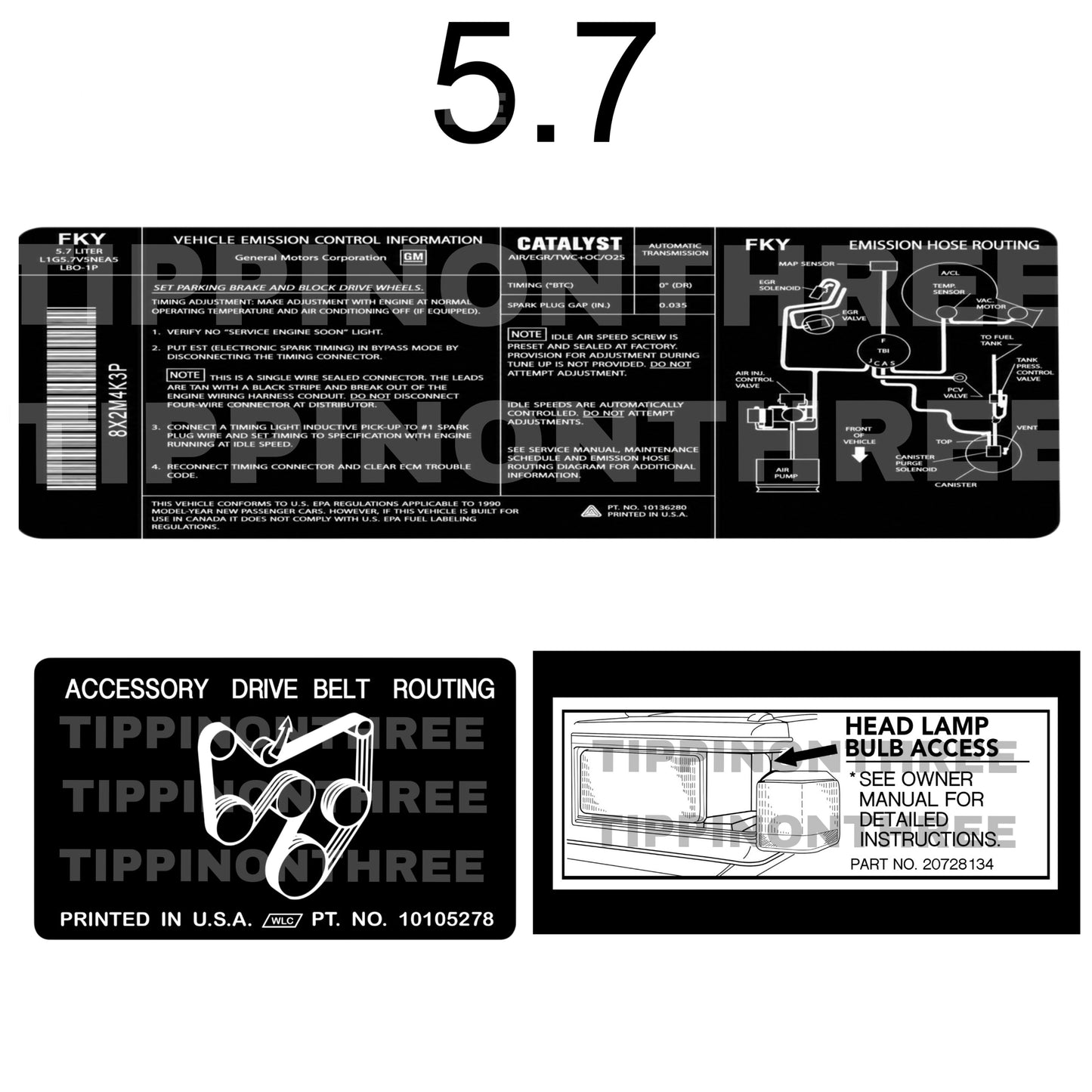 90-92 Cadillac Brougham Engine Bay Decals