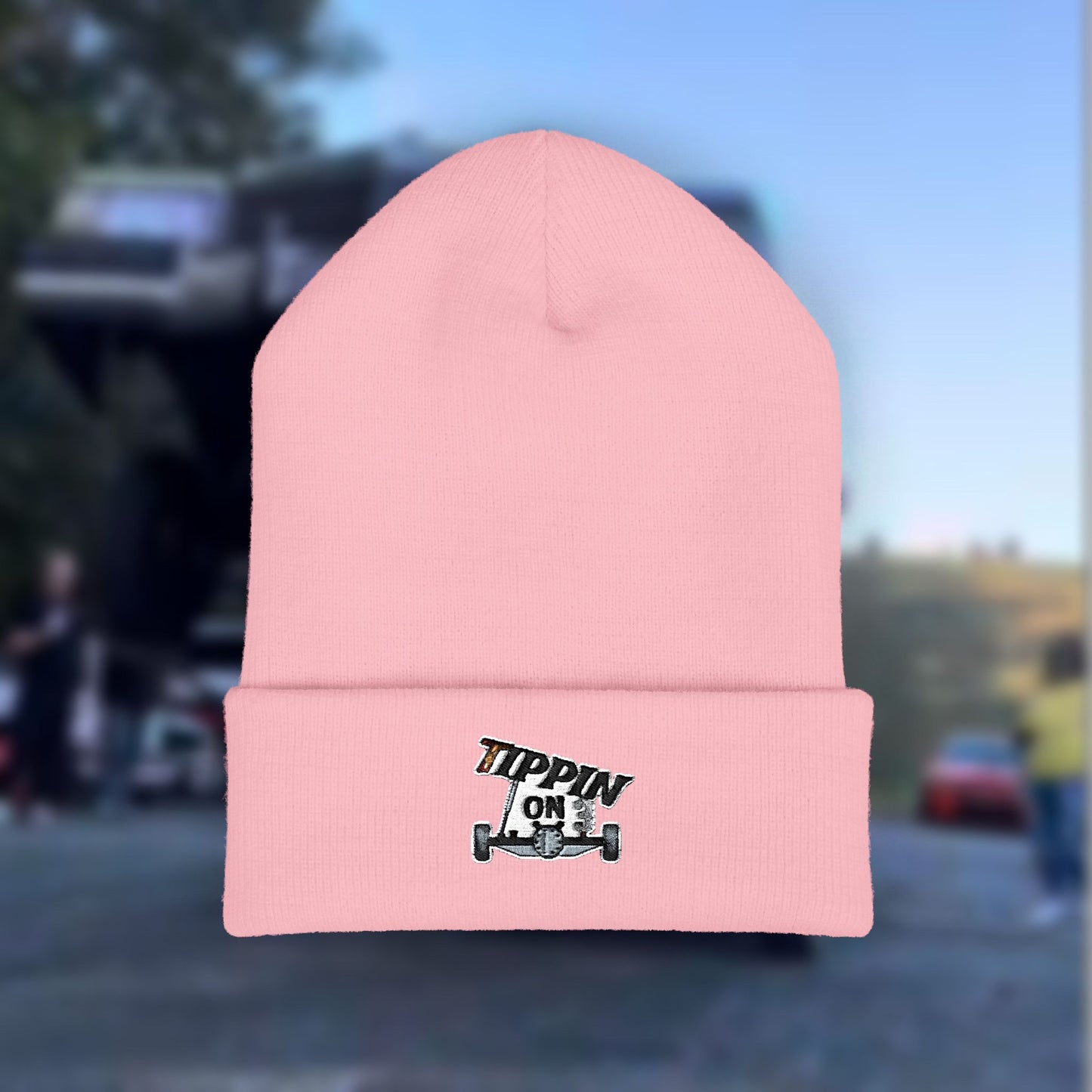Embroidered 'TIPPIN' Skull Cuffed Beanie – Knit Winter Hat