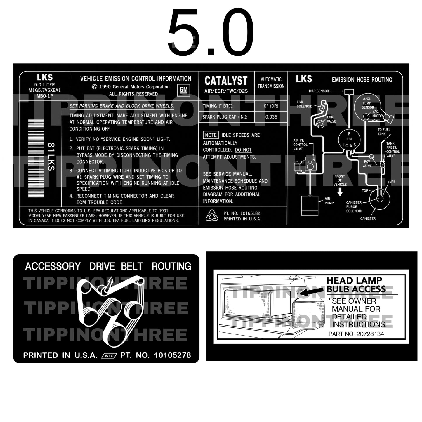 90-92 Cadillac Brougham Engine Bay Decals